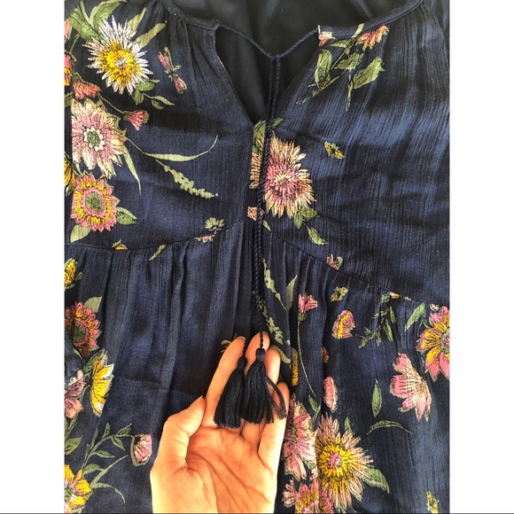 Long Sleeve Floral Print Summer Dress with Tassles - Picture 5 of 16